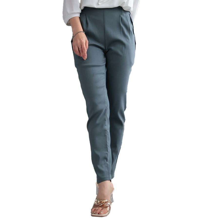 大きいサイズ レディース 虜になる穿き心地！痩せた？って聞かれる 褒められ究極美脚！最強ストレッチテーパードパンツ　fem-320 グレー