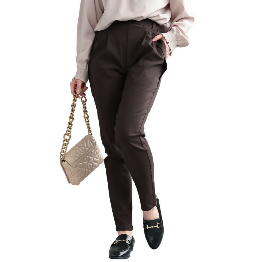 大きいサイズ レディース 虜になる穿き心地！痩せた？って聞かれる 褒められ究極美脚！最強ストレッチテーパードパンツ　fem-320 チョコブラウン