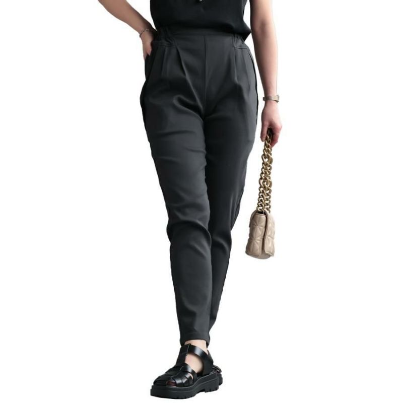 大きいサイズ レディース 虜になる穿き心地！痩せた？って聞かれる 褒められ究極美脚！最強ストレッチテーパードパンツ　fem-320 スミクロ