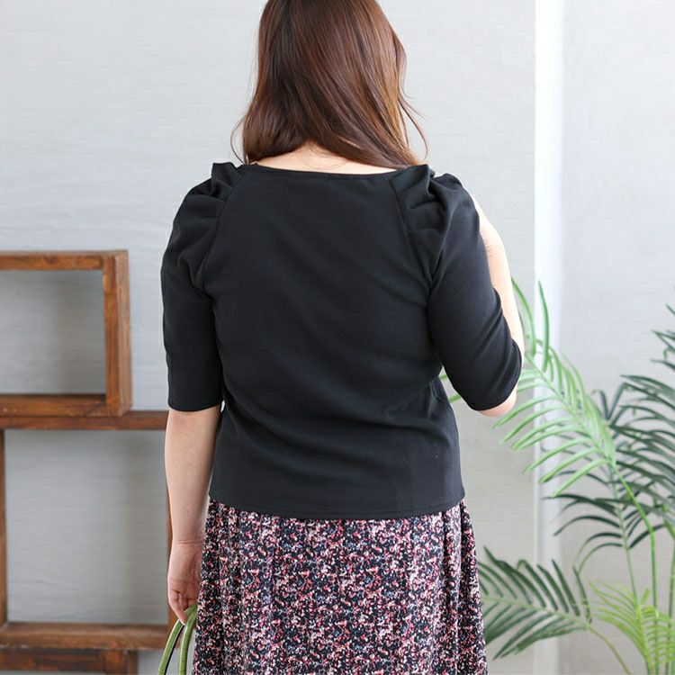 大きいサイズ レディース ギャザーパワショルテレコプルオーバー　maru-315702 【メール便可】