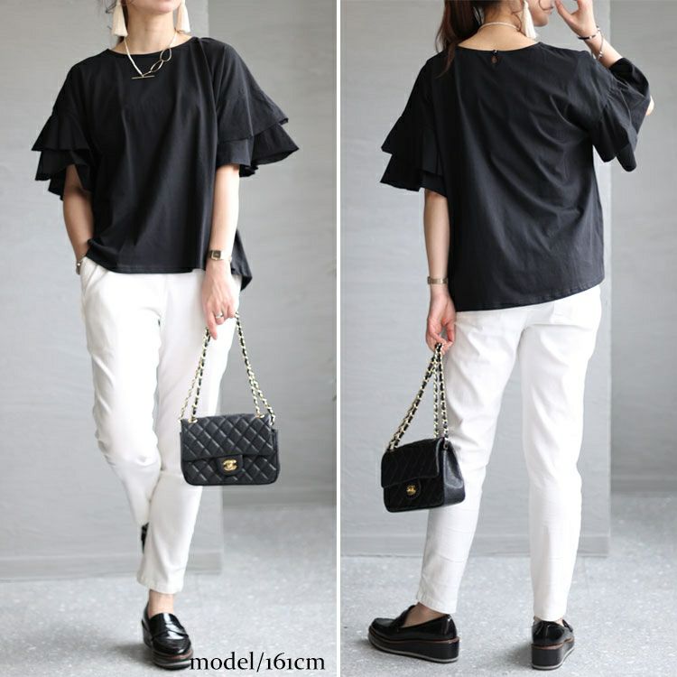 大きいサイズ レディース ダブルフリルスリーブプルオーバー　wk-0386 【メール便可】