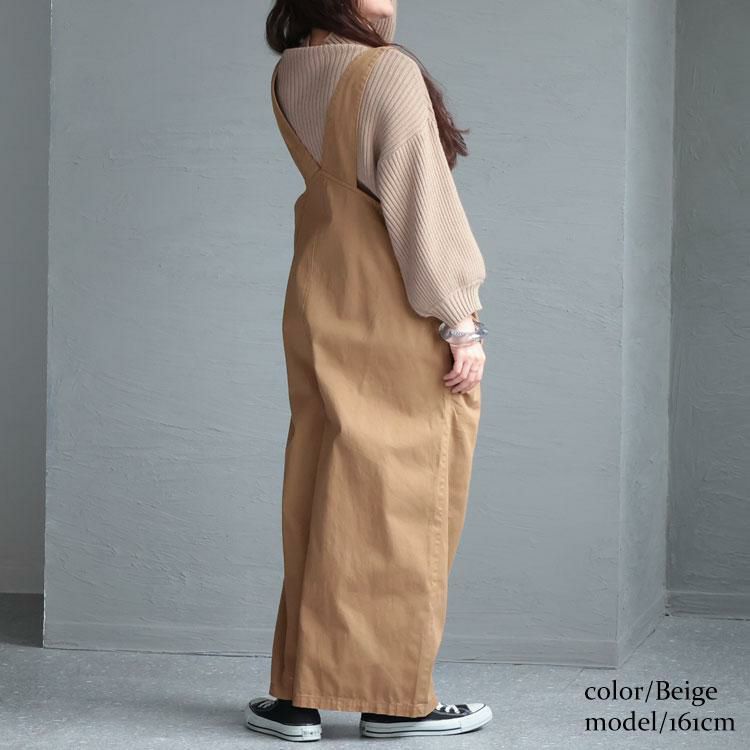 大きいサイズ レディース アシメサスペンダーサロペットパンツ　wc-0305 ベージュ