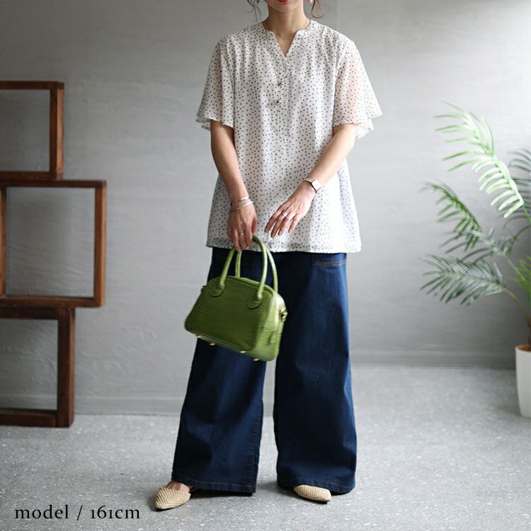 大きいサイズ レディース 接触冷感デオドランテープドット柄ブラウス　mncut-135510 【メール便可】