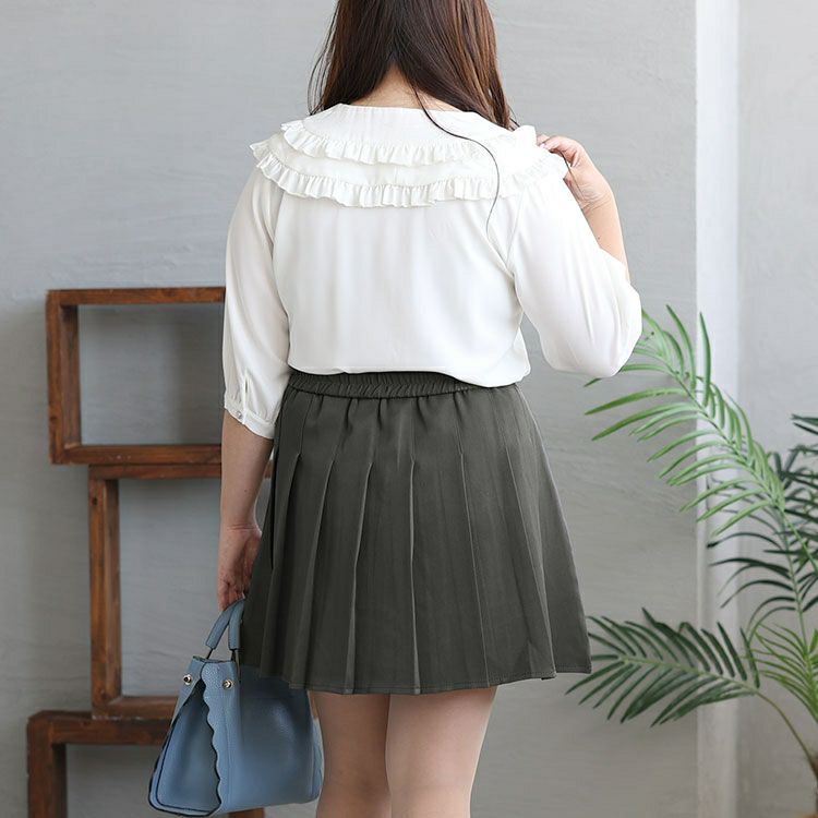 大きいサイズ レディース パンツ裏地プリーツミニスカート　goldy-1290