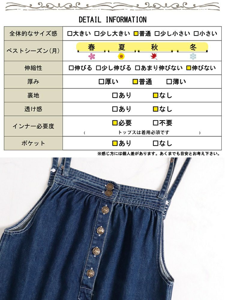 大きいサイズ レディース デニムサロペットスカート　jp475