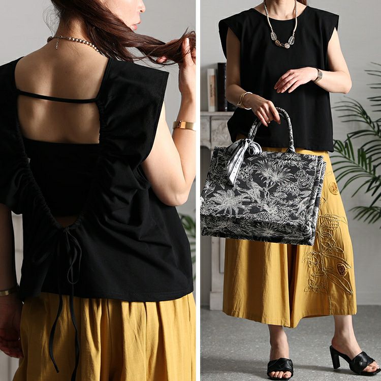 大きいサイズ レディース バックオープントップス　jp460 【ゆうパケット可】