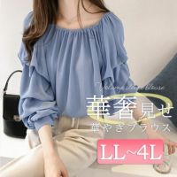 大きいサイズ レディース 楊柳レイヤード袖スクエアネックプルオーバー　goldy-1276 【メール便可】