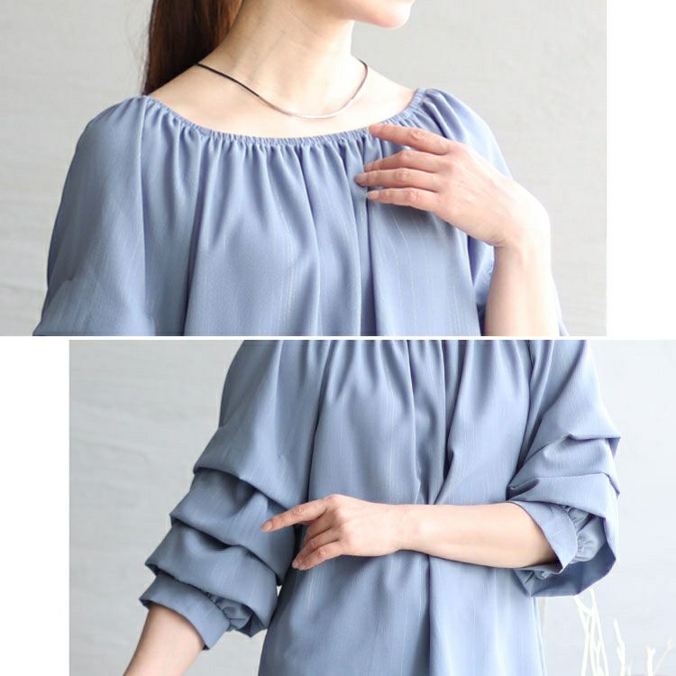 大きいサイズ レディース 楊柳レイヤード袖スクエアネックプルオーバー　goldy-1276 【メール便可】