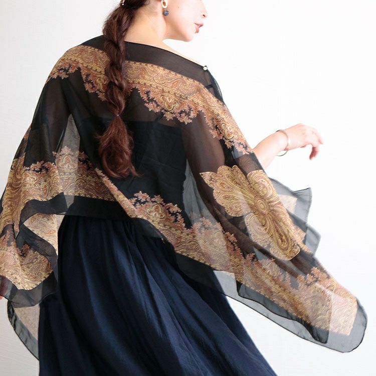 大きいサイズ レディース エスニック柄スカーフポンチョ　goldy-1258 【メール便可】