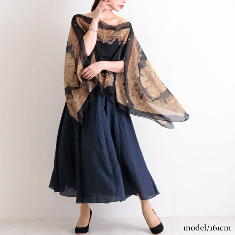 大きいサイズ レディース エスニック柄スカーフポンチョ　goldy-1258 【メール便可】