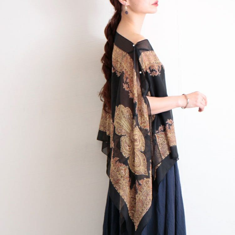 大きいサイズ レディース エスニック柄スカーフポンチョ　goldy-1258 【メール便可】