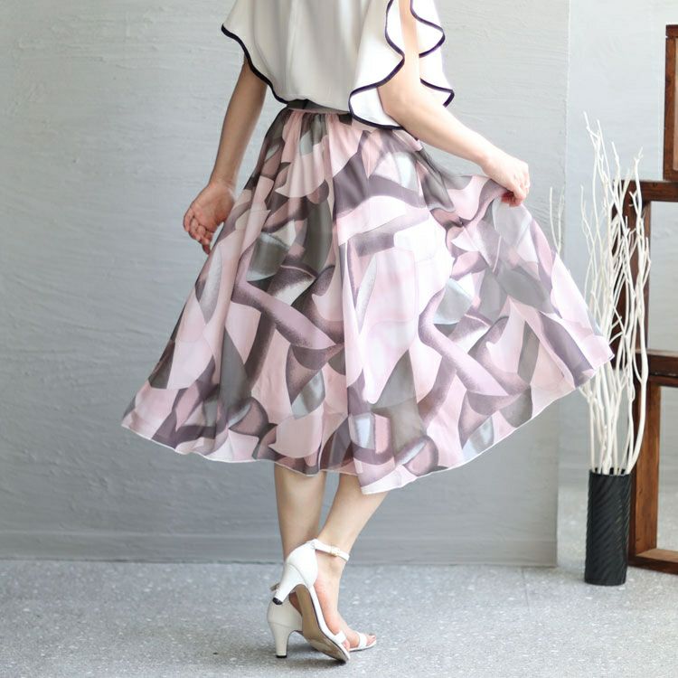 大きいサイズ レディース 花柄シフォンロングスカート　goldy-1262 【メール便可】