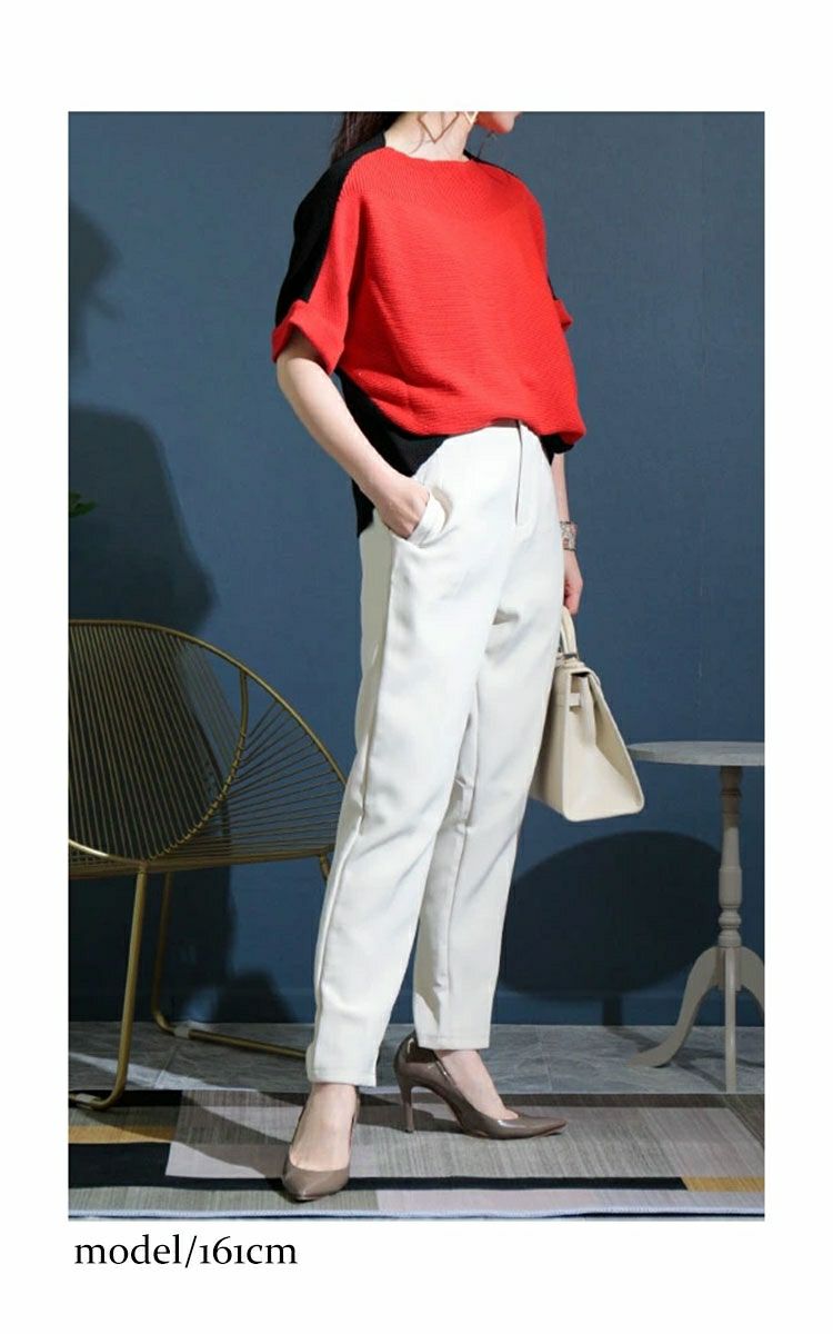 大きいサイズ レディース 日本製バイカラードルマンニット　kt-055