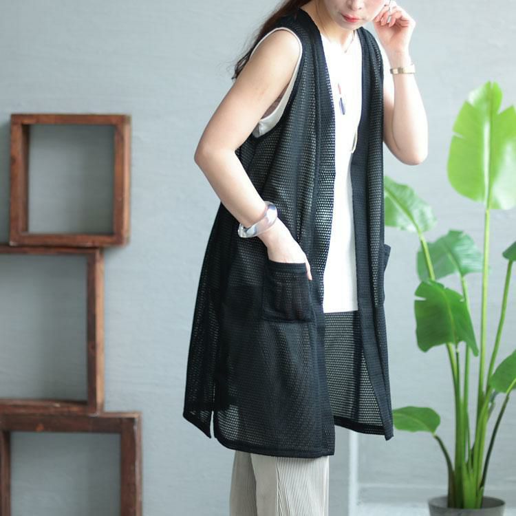 大きいサイズ レディース ポケット付き畦編みジレ　cast-5534029 【メール便可】 ブラック