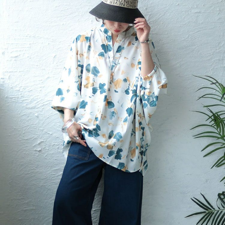 大きいサイズ レディース アート柄ドルマンシャツ　nw-23019 【メール便可】