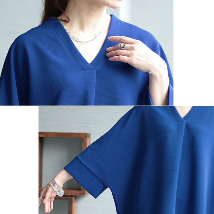 大きいサイズ レディース Vネックタックチュニック　nw-23020