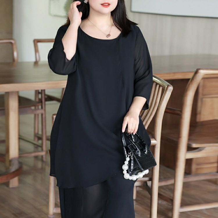 大きいサイズ レディース シフォン半袖ワンピース　goldy-1332 【メール便可】