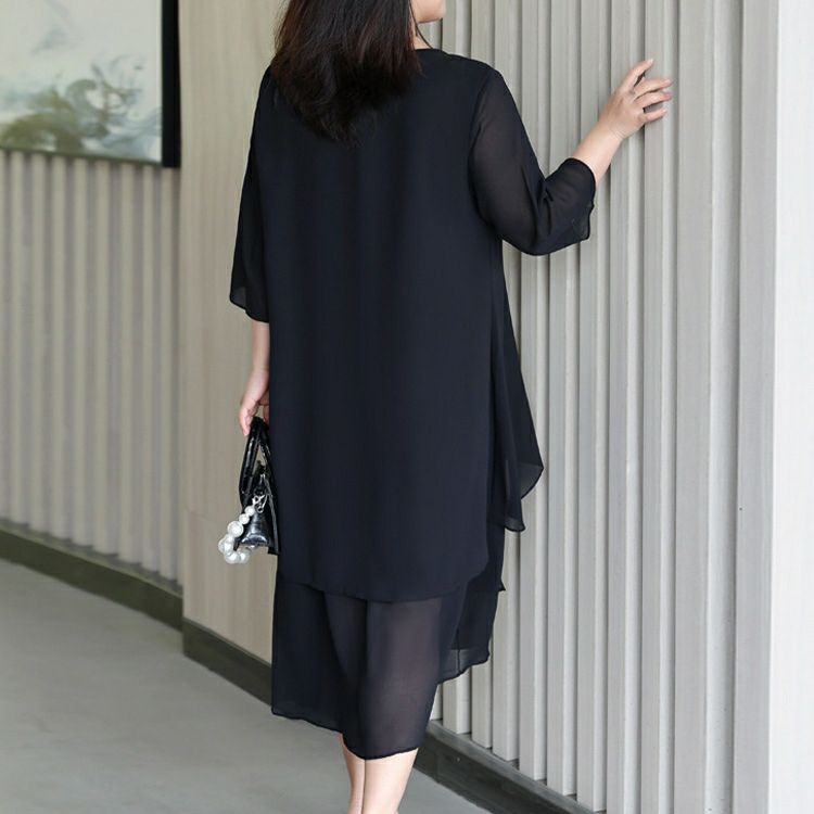 大きいサイズ レディース シフォン半袖ワンピース　goldy-1332 【メール便可】