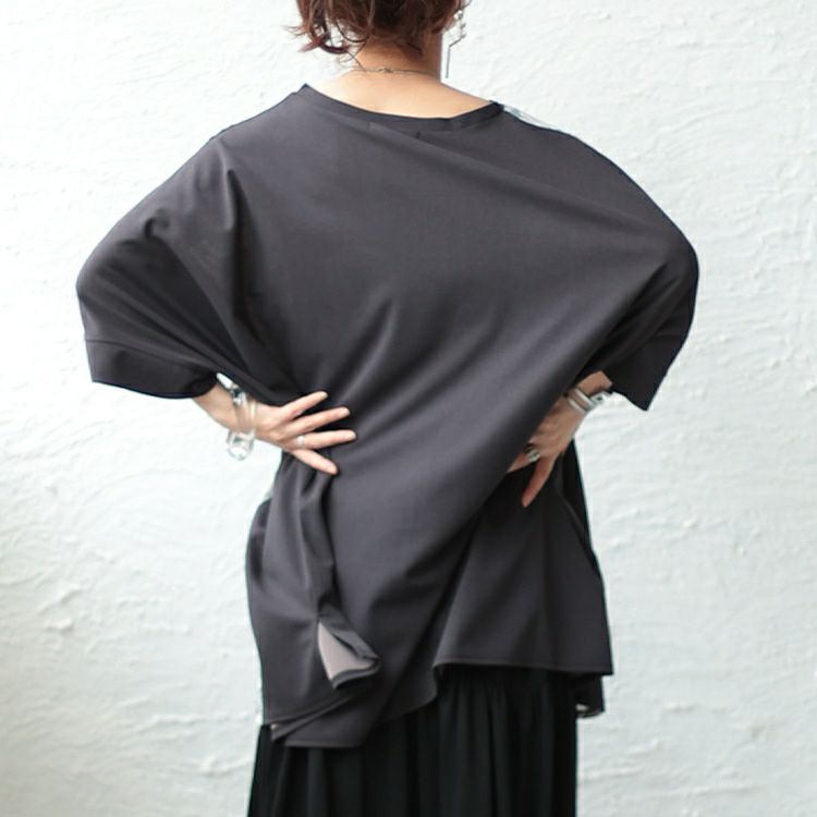 大きいサイズ レディース マーブル柄切替BIGワイドチュニック　maru-6667 【メール便可】