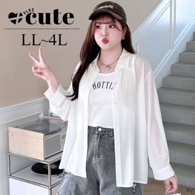 大きいサイズ レディース シアーオーバーサイズシャツ　goldy-1315 メール便可
