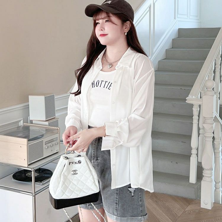 大きいサイズ レディース シアーオーバーサイズシャツ　goldy-1315 メール便可