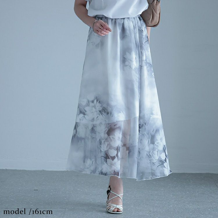 大きいサイズ レディース 花柄シフォンスカート　jp408g 【メール便可】