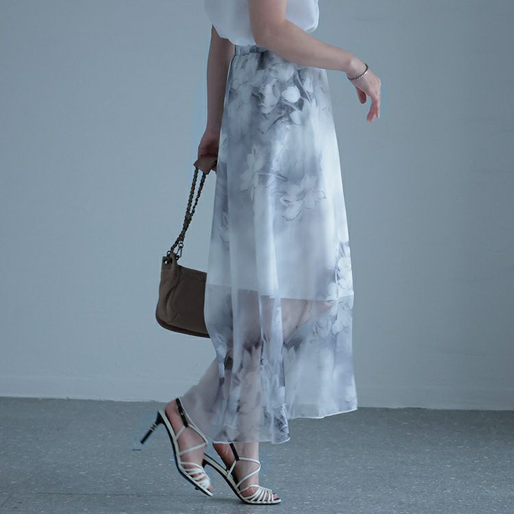 大きいサイズ レディース 花柄シフォンスカート　jp408g 【メール便可】