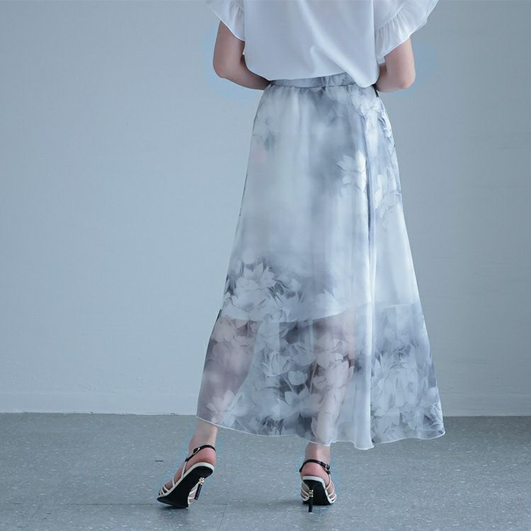 大きいサイズ レディース 花柄シフォンスカート　jp408g 【メール便可】