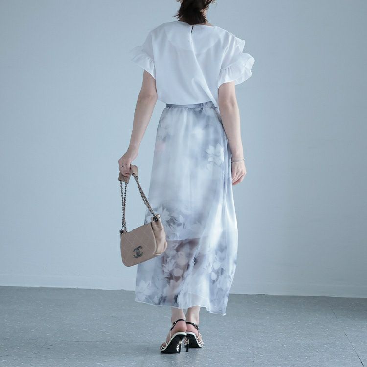 大きいサイズ レディース 花柄シフォンスカート　jp408g 【メール便可】