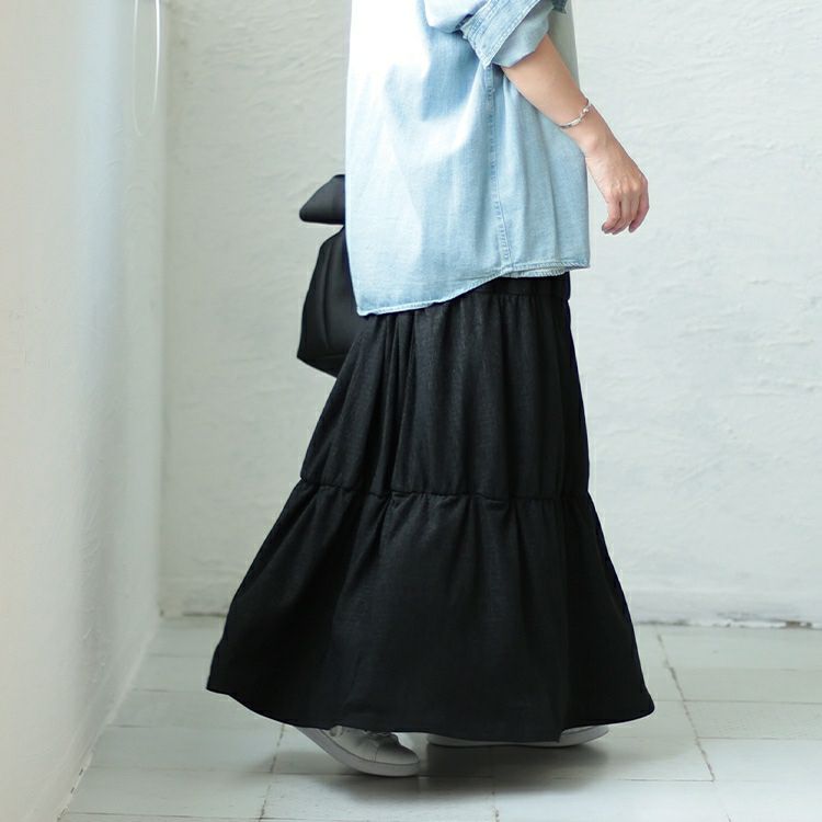 大きいサイズ レディース シャーリングロングスカート　sada-6876