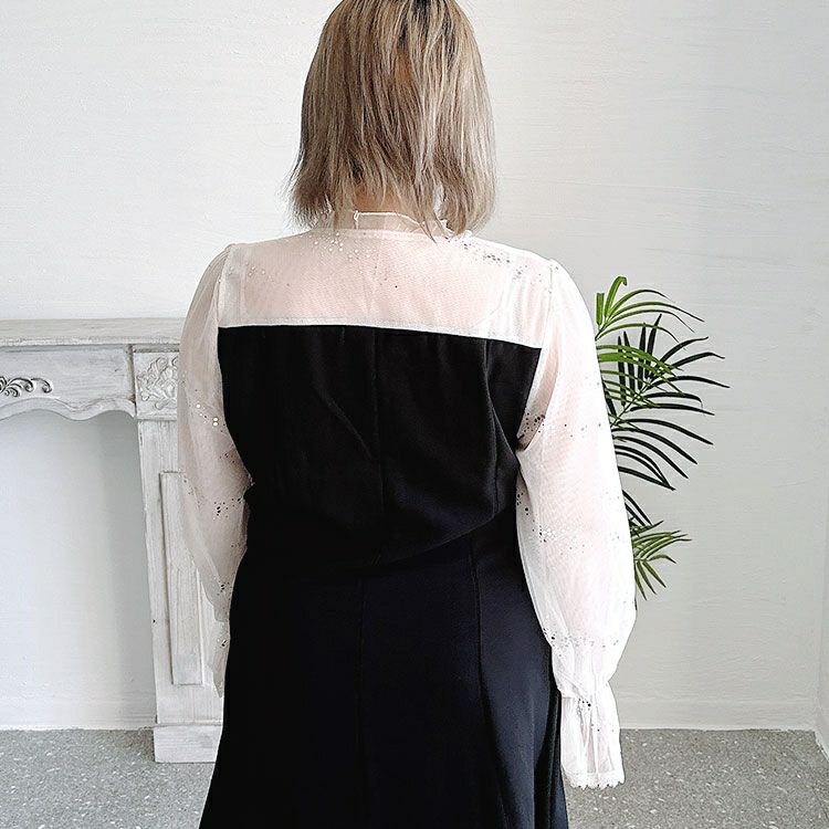 大きいサイズ レディース ラメチュールドッキングワンピース　goldy-1294 ゆうパケット可