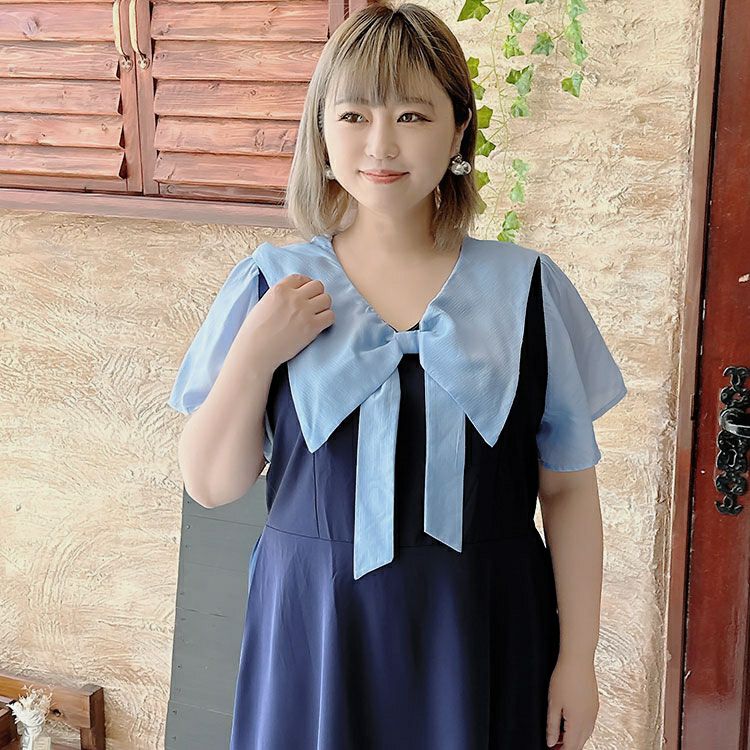 大きいサイズ レディース セーラーカラーワンピース　goldy-1296 ゆうパケット可