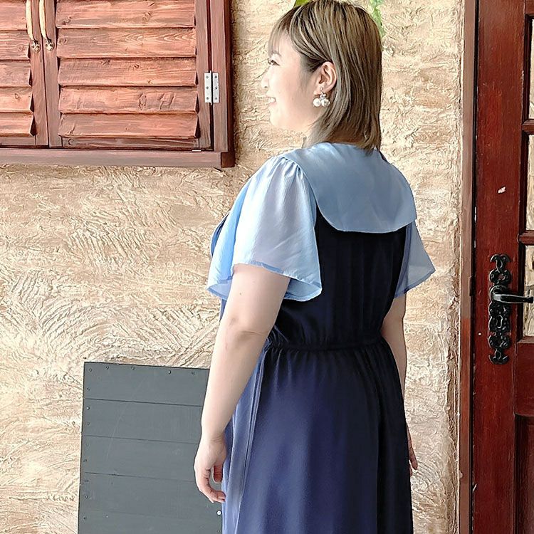 大きいサイズ レディース セーラーカラーワンピース　goldy-1296 ゆうパケット可