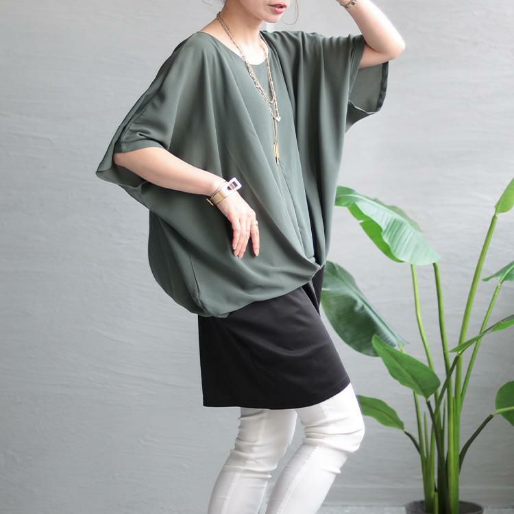 大きいサイズ レディース ドレープデザインチュニックワンピース maru