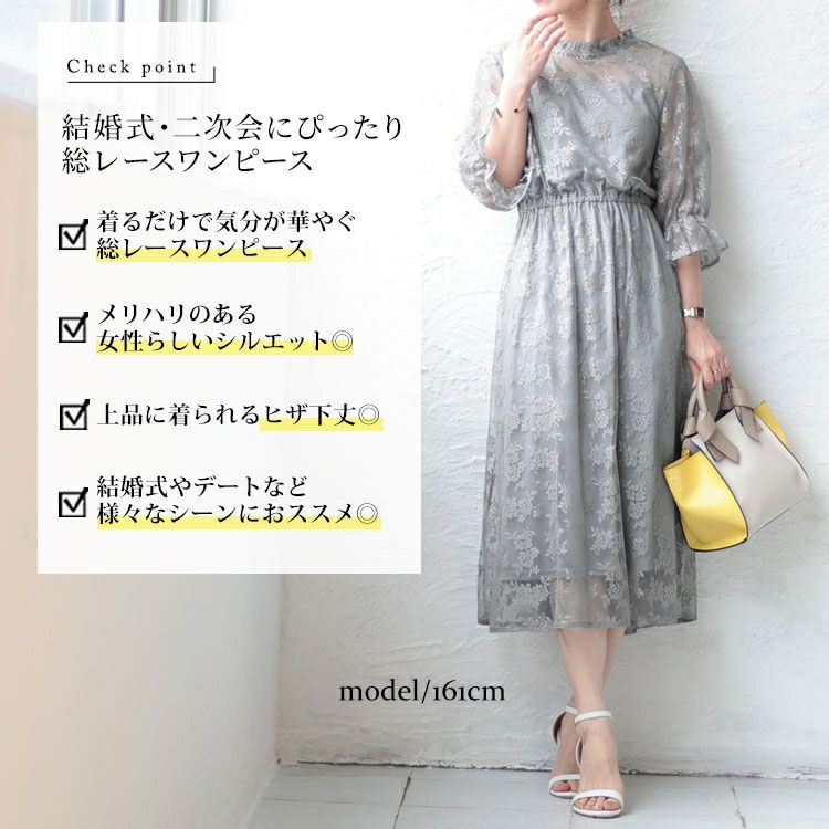 大きいサイズ レディース 花柄チュールレースワンピース　maru-36181