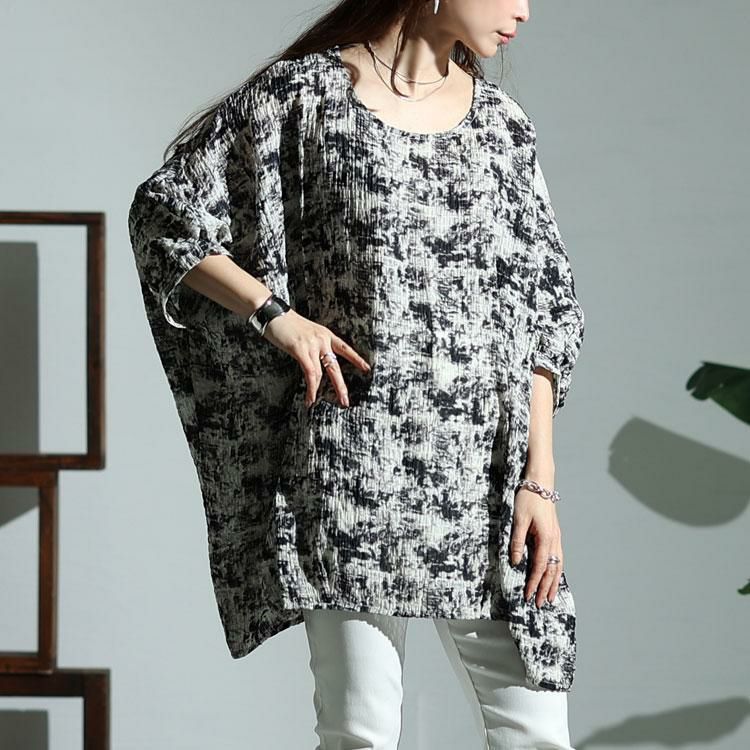 大きいサイズ レディース タイダイ柄裾タックドルマンプルオーバー　fem-384 ブラック