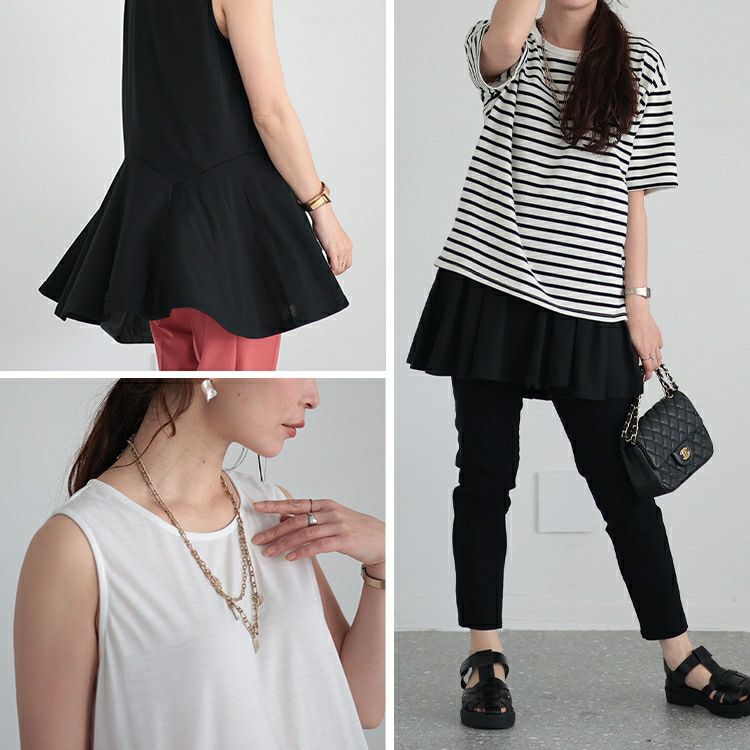 大きいサイズ レディース 裾フレアレイヤードタンクトップ　fem-377