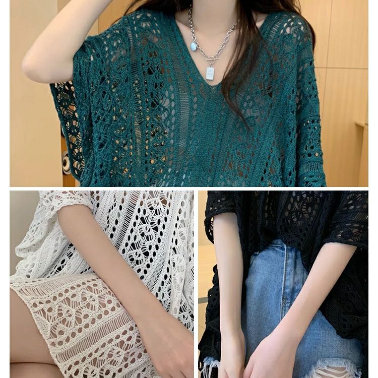 大きいサイズ レディース 透かし編みドルマンサマーニット　jps007