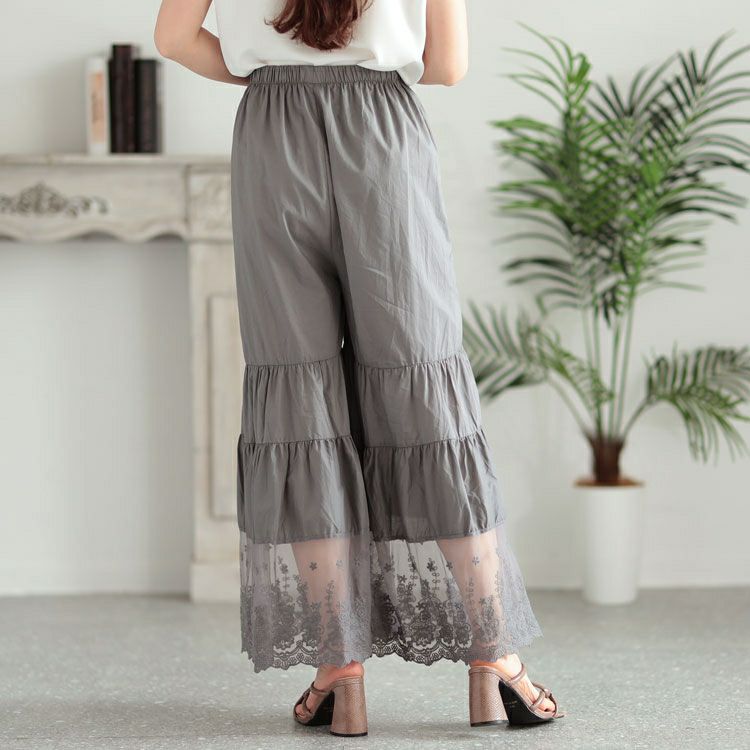 大きいサイズ レディース 刺繍レースコットンティアードペチパンツ　gold930 【メール便可】