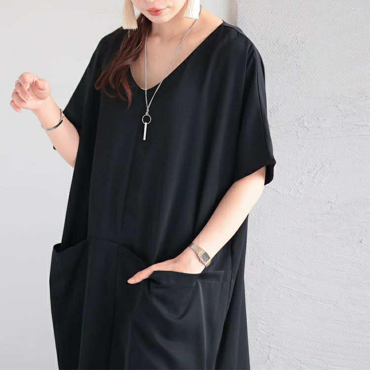 大きいサイズ レディース ポケット付きドルマンワンピース　sw-0556