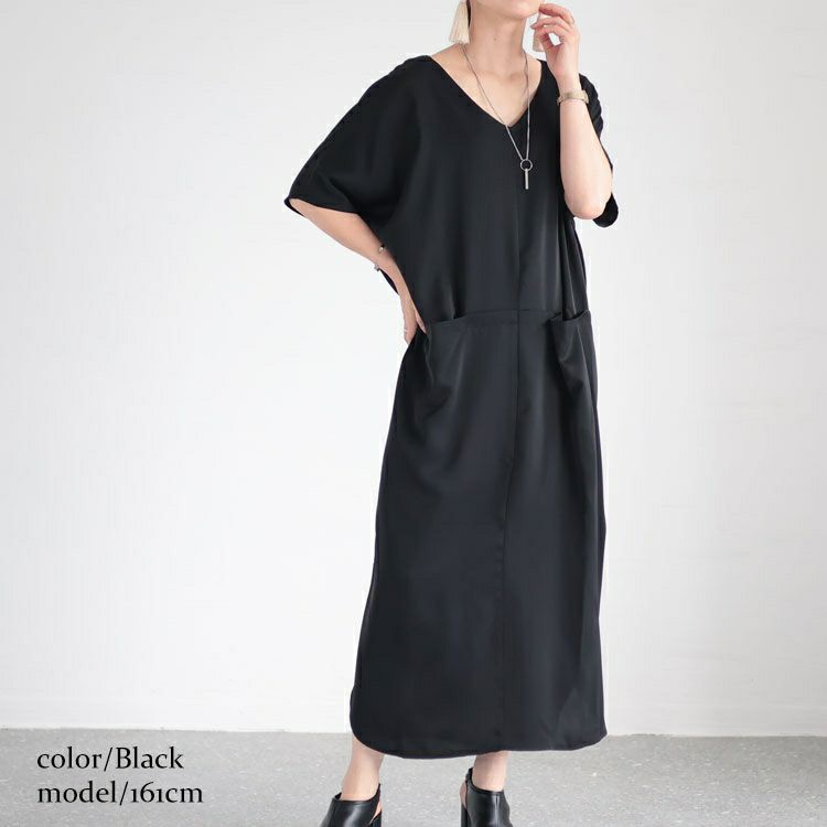 大きいサイズ レディース ポケット付きドルマンワンピース　sw-0556