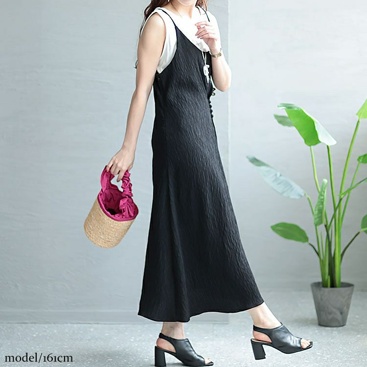 大きいサイズ レディース ボタンデザインキャミソールワンピース　goldy-1327 【メール便可】