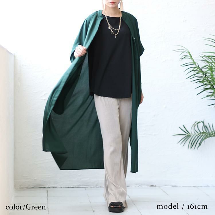 大きいサイズ レディース キーネックドルマンスリーブジャケット　nw-23027 グリーン