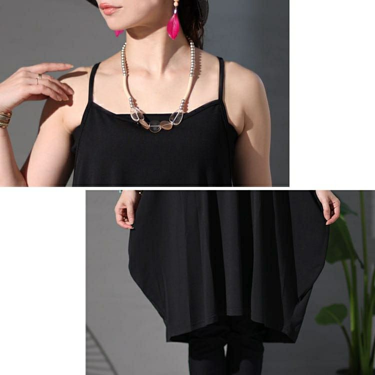 大きいサイズ レディース バックボタンデザインキャミチュニックワンピース　jp482