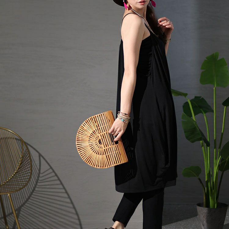 大きいサイズ レディース バックボタンデザインキャミチュニックワンピース　jp482