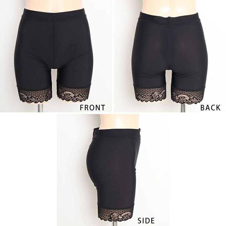大きいサイズ レディース 裾レース股ずれ防止3分丈パンツ　goldy-1343 【メール便可】