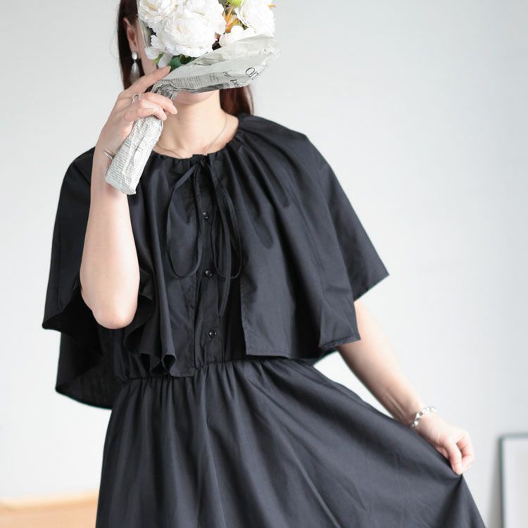 大きいサイズ レディース ケープ付きティアードワンピース　sada-6872