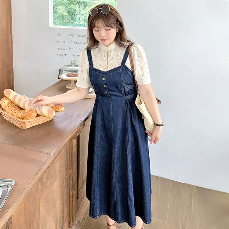 大きいサイズ レディース デニムサロペットスカート　goldy-1310