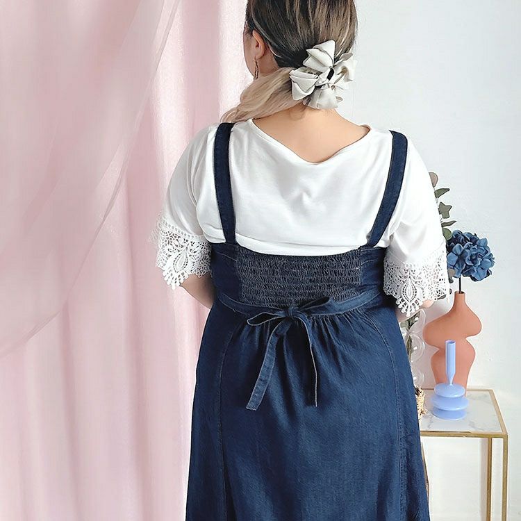 大きいサイズ レディース デニムサロペットスカート　goldy-1310