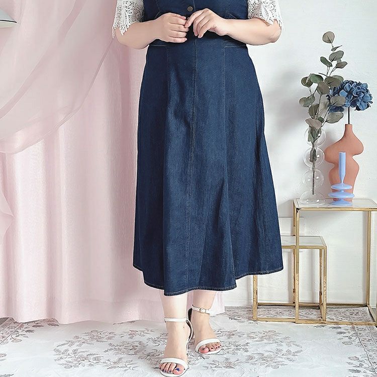 大きいサイズ レディース デニムサロペットスカート　goldy-1310